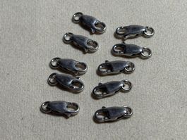 10 Karabiner, 925 Silber 5 mm breit und 12 mm lang, neu