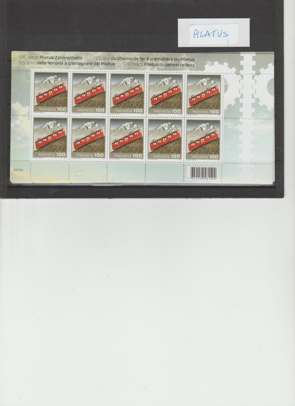 Tous les timbres: Pilatus Zahnradbahn  1 KB ** – Neuf (Voir description) à Lausanne par Whorvath