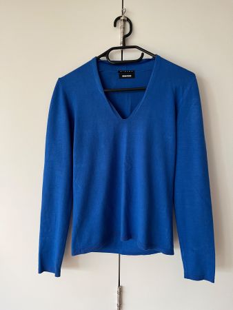 Sisley Pullover blau V-Neck Viskose