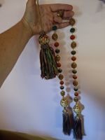 neu; Dekorationsquaste und Kette im Set, goldfarben-bunt Dek