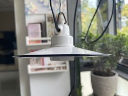 Hängelampe Emaille weiss/blau guter Zustand