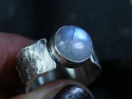 LUNA SELENA Mondstein Silber Ring · Grösse EU 56 Unikat!
