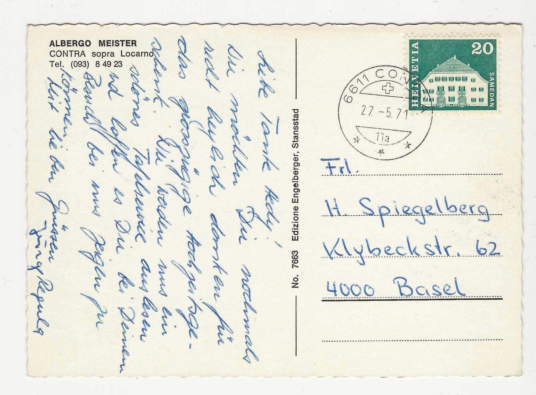 Cartes postales: ALBERGO MEISTER   CONTRA – D'occasion à Küttigen par rolypo 1
