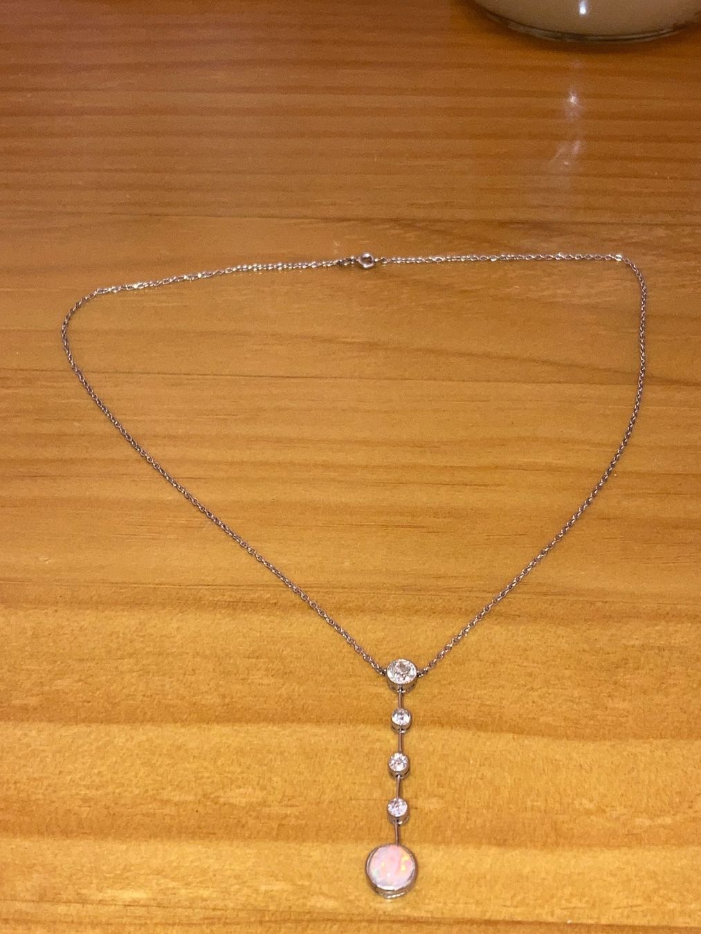 Catenine: Jugendstil Collier Platin mit Diamanten und Opal – Usato da Zuerich venduto da SaTs-43 1