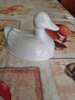 Weisse Deko Ente Porzellan Figur Vintage Shabby Chic Dekor.