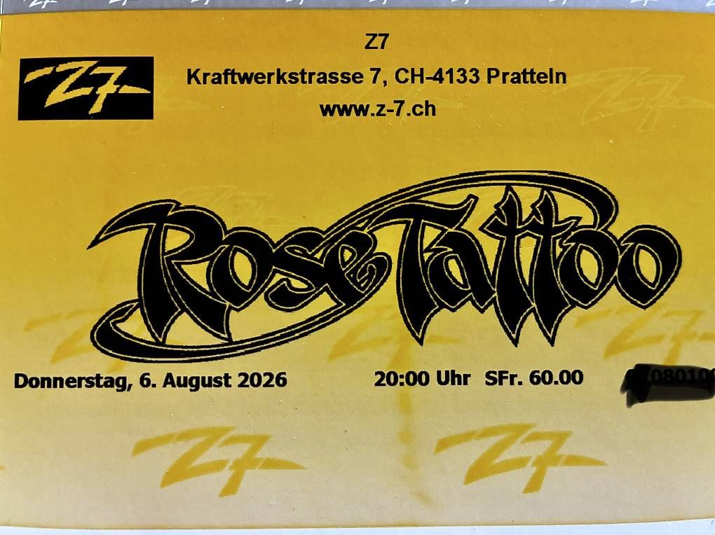 Biglietti: ROSE TATTOO Ticket zu verkaufen  – Usato da Altdorf UR venduto da Patbritt
