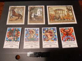 Collection de timbres du Liechtenstein,thème varié,vintage
