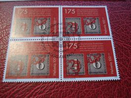 Marke 175 J. CH Briefmarken, 2018, FDC + Lose 4erblock ET-o