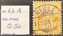 1889 ZIffermarke 63A mit schönem Voll-⦿ Aigle SBK 50.-