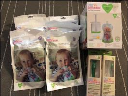 Squeeze-Set of reusable pouches for food