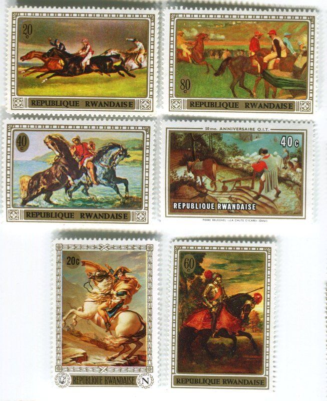 Tutti i francobolli: Briefmarken "Malerei". Ruanda – Nuovo e nell'imballaggio originale da Basel venduto da Butsch5