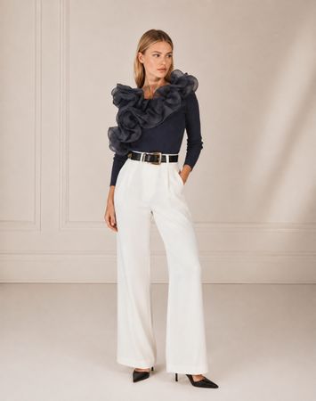 Zara Long Sleeve Top with Ruffle Detail