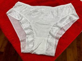 👑FABRIKNEU: Damen Slip, Grösse S/M*, Satin-Spitze, Weiss
