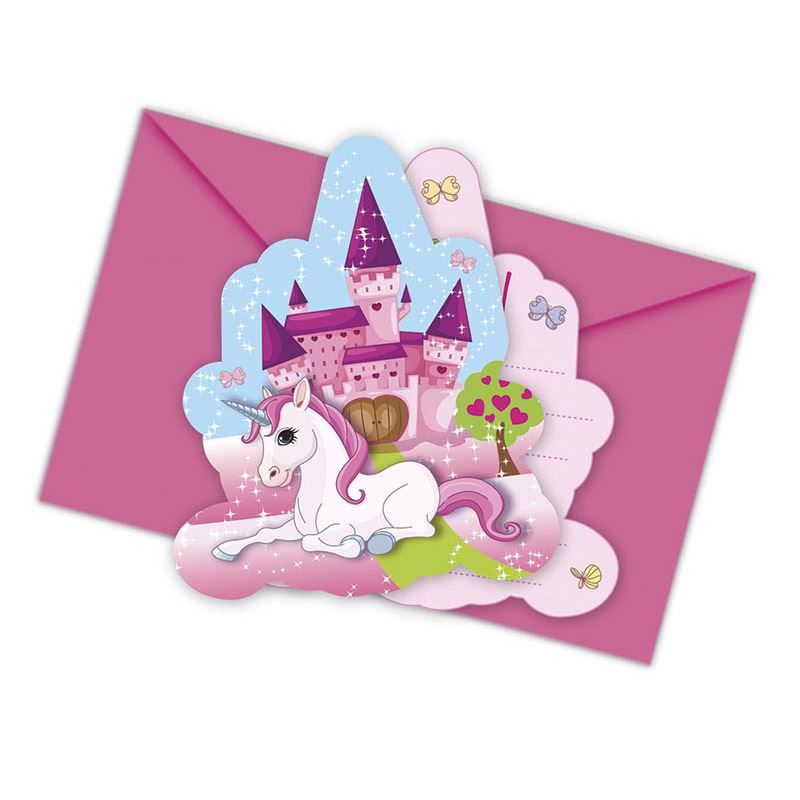 Karten: Einhorn / Einladungen / 6Stk. – Neu und originalverpackt aus Wetzikon ZH von partyonlineshop
