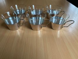 6 Gläser mit Metallhalterung schönes Design 6 Stück