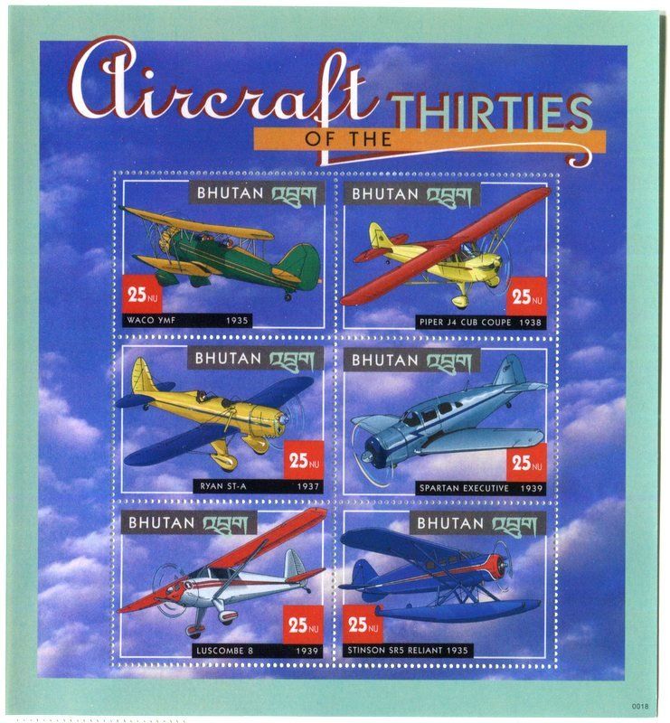 Tutti i francobolli: Block "Flugzeuge". Bhutan – Nuovo e nell'imballaggio originale da Basel venduto da Butsch5