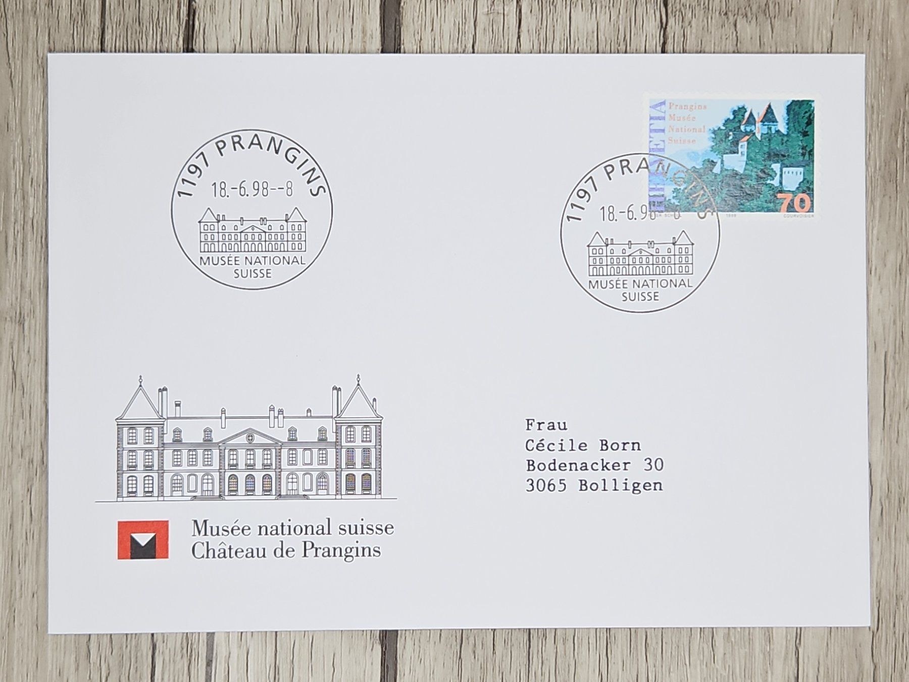 Tutti i francobolli: CL11 Enveloppe + Timbre Suisse 1998 – Usato da Cousset venduto da Patrick_Collections