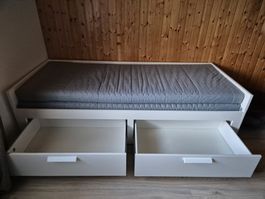Tagesbett mit 2 Schubladen weiss
