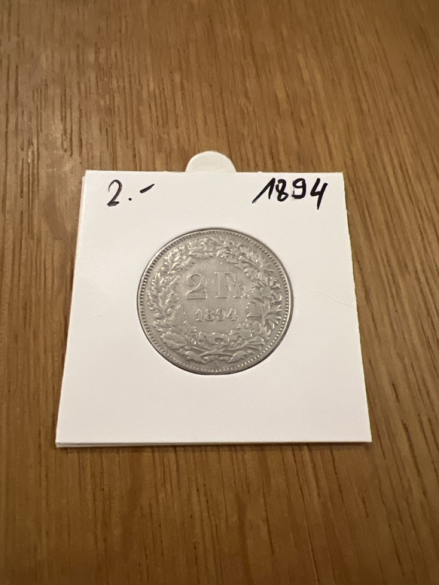 Alle Münzen: 2 CHF / 1894 – Gebraucht aus Neuchâtel von Rafaboum
