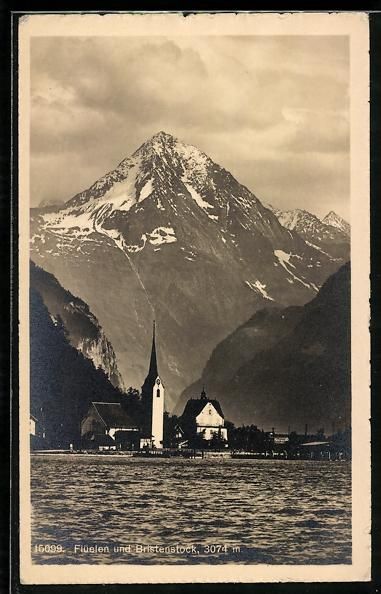 Cartes postales: AK Flüelen, Kirche mit Bristenstock – D'occasion à Berlin par bartko-reher