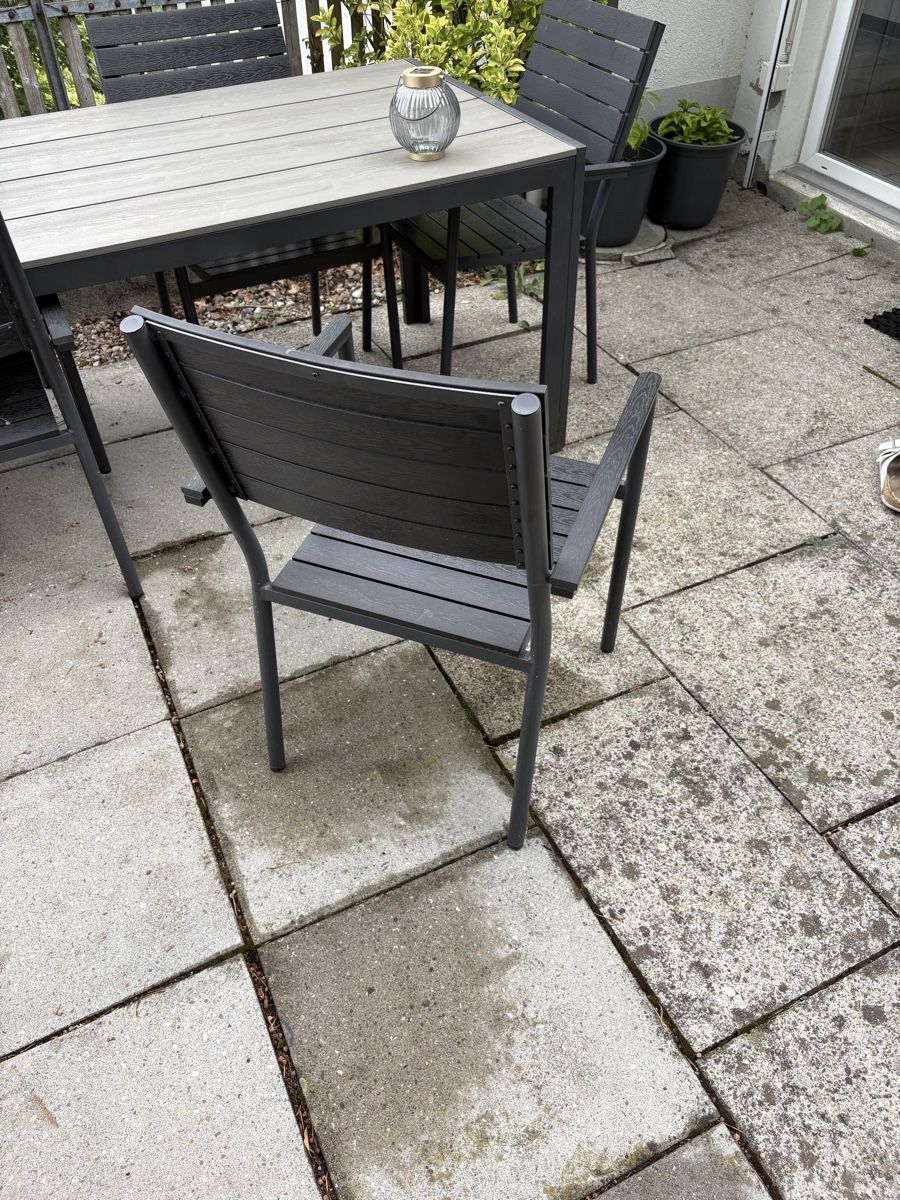 Jysk Tischset: Gartentisch mit 6 Stühlen Aluminium Anthrazit Grau – Gebraucht aus Baden von jon_p9nc 4