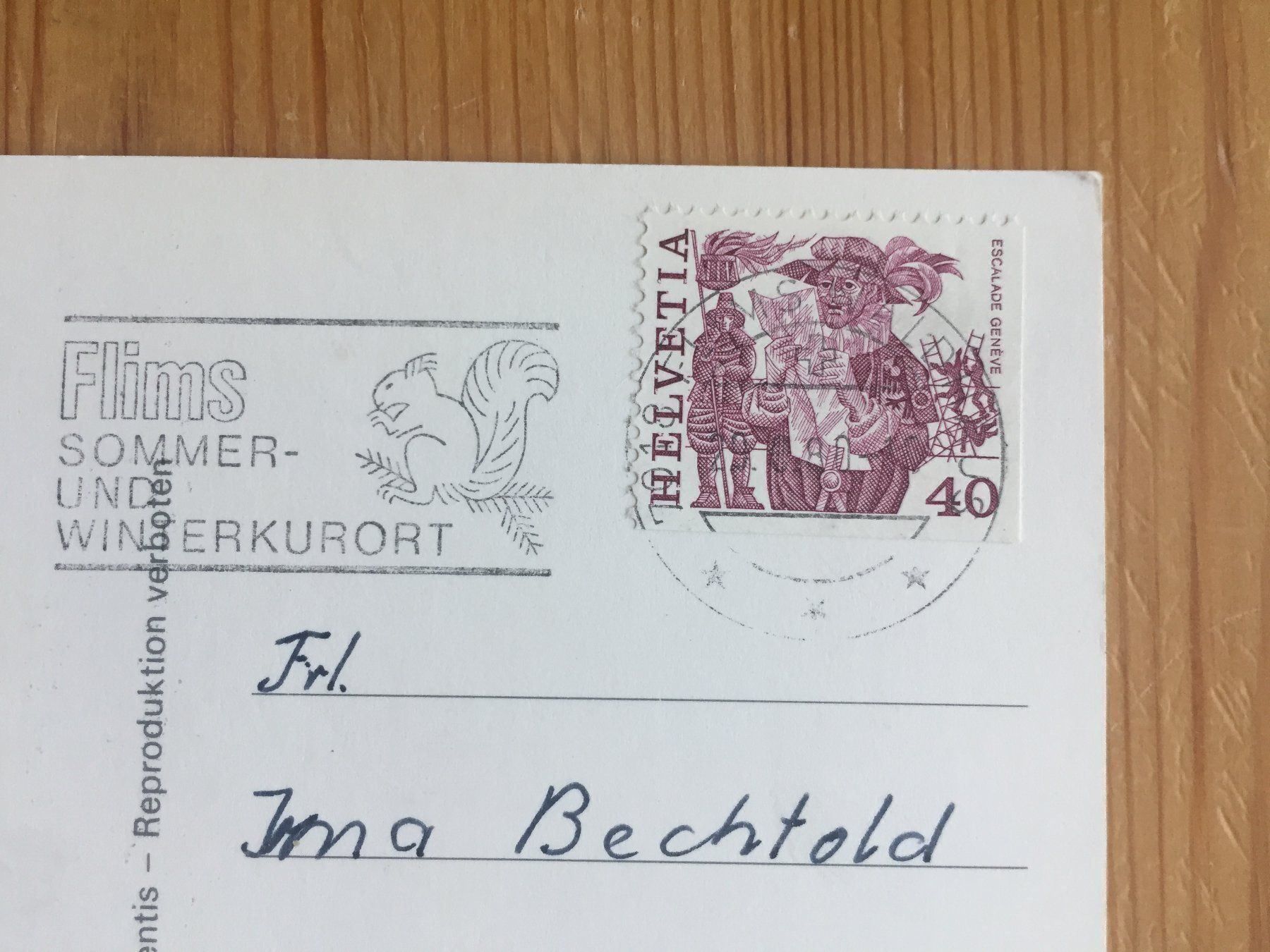 Cartoline postali: Flims - Unterwaldhaus und Dorf - AK 1980 – Usato da Oberuzwil venduto da Henri09 1