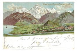 Berggesicht (BE) Eiger Mönch Jungfrau Brienzersee Litho 1898