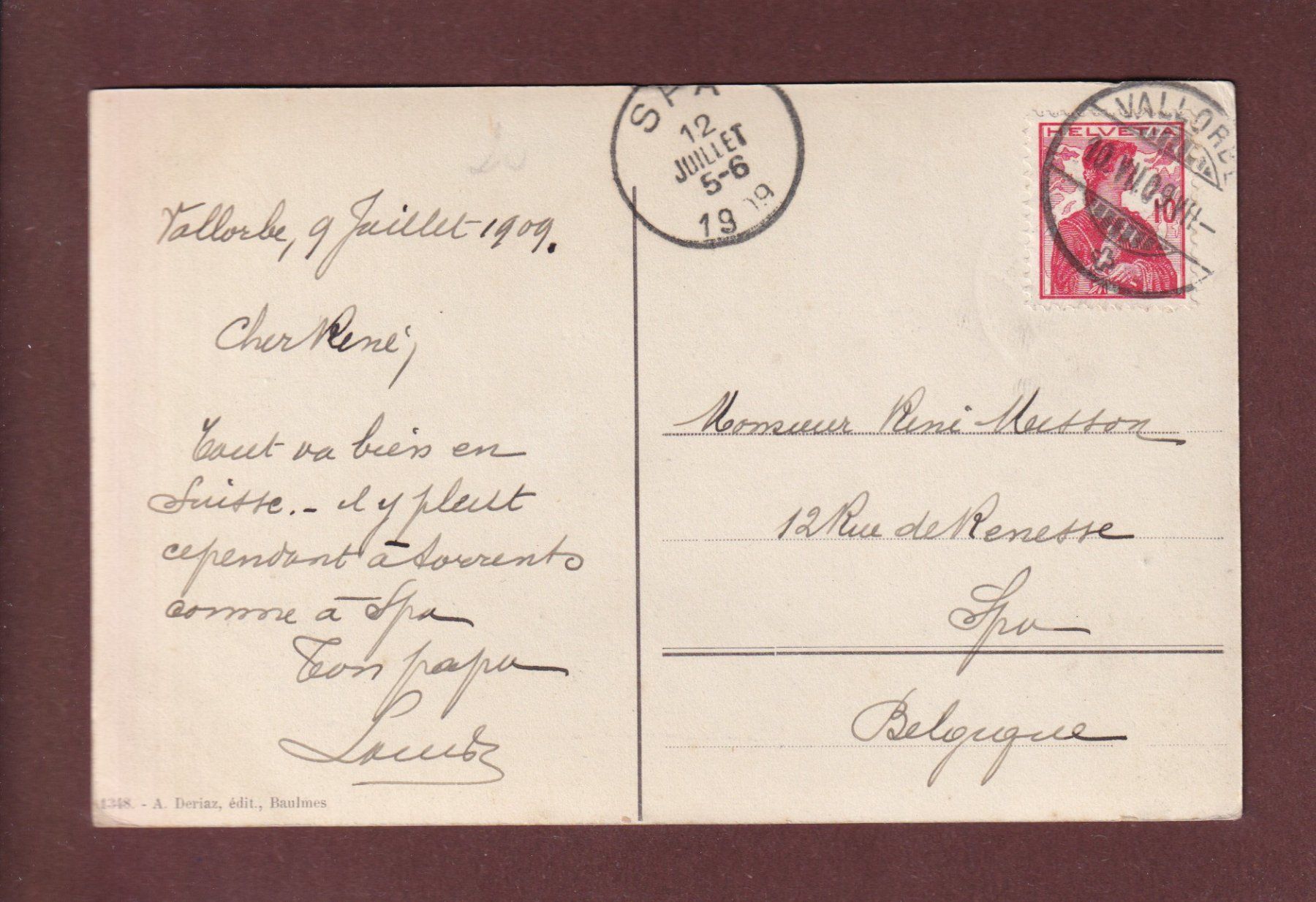 Cartoline postali: VALLORBE - Dent de Vaulion - 1909 – Usato da Pully venduto da nicecards-shop 1
