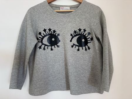 Red Valentino Pullover grau Motiv Augen Grösse XS