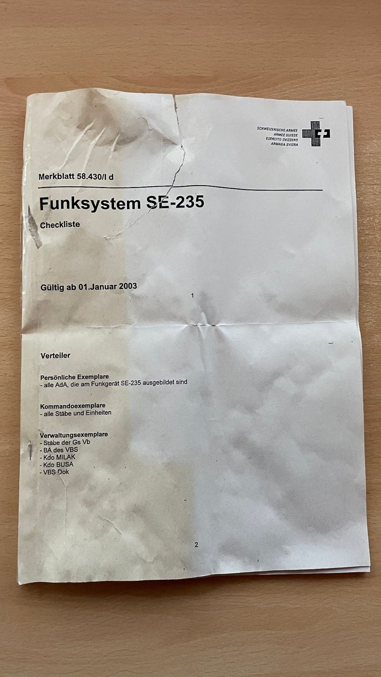 Documenti: Funksystem SE-235 - Checkliste - Merkblatt 58.430/I d – Usato da Glattfelden venduto da cybermaxx
