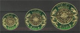 BHUTAN, DREI GOLDFOLIENMARKEN, UNVERAUSGABT, postfrisch!