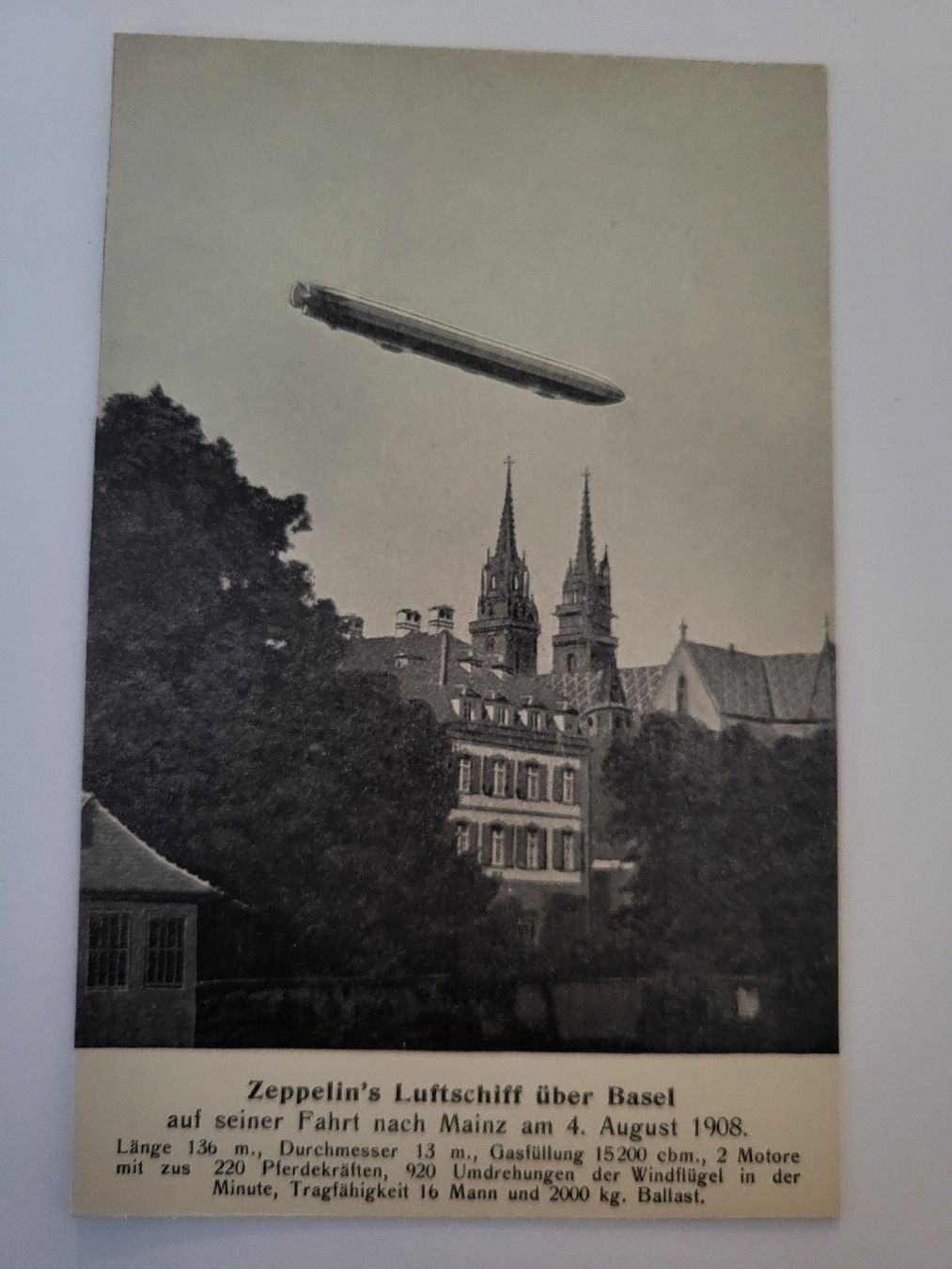 Ansichtskarten: Zeppelin Luftschiff über Basel 4. August 1908 Postkarte R36 – Gebraucht aus nunningen von mic_88k2