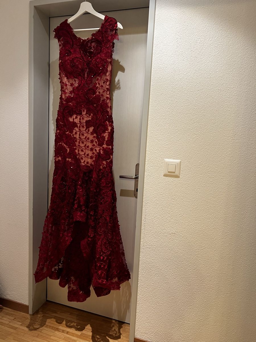 Vestiti: dunkelrotes Spitzenkleid Abendkleid – Usato da Spreitenbach venduto da limi223 3