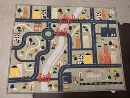 Vertbaudet Spielteppich Stadt mit Holzautos Zubehör