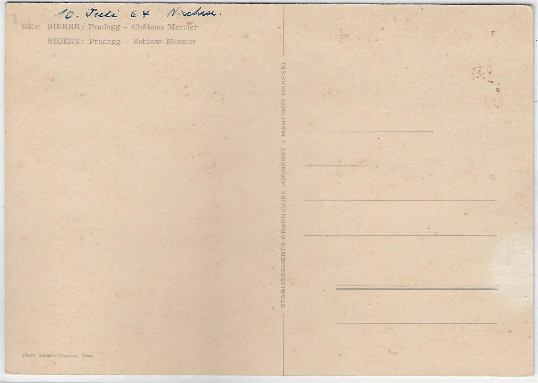 Cartes postales: Sierre - Pradegg, Chalet Mercier – D'occasion à Ettingen par Kartenplanet 1