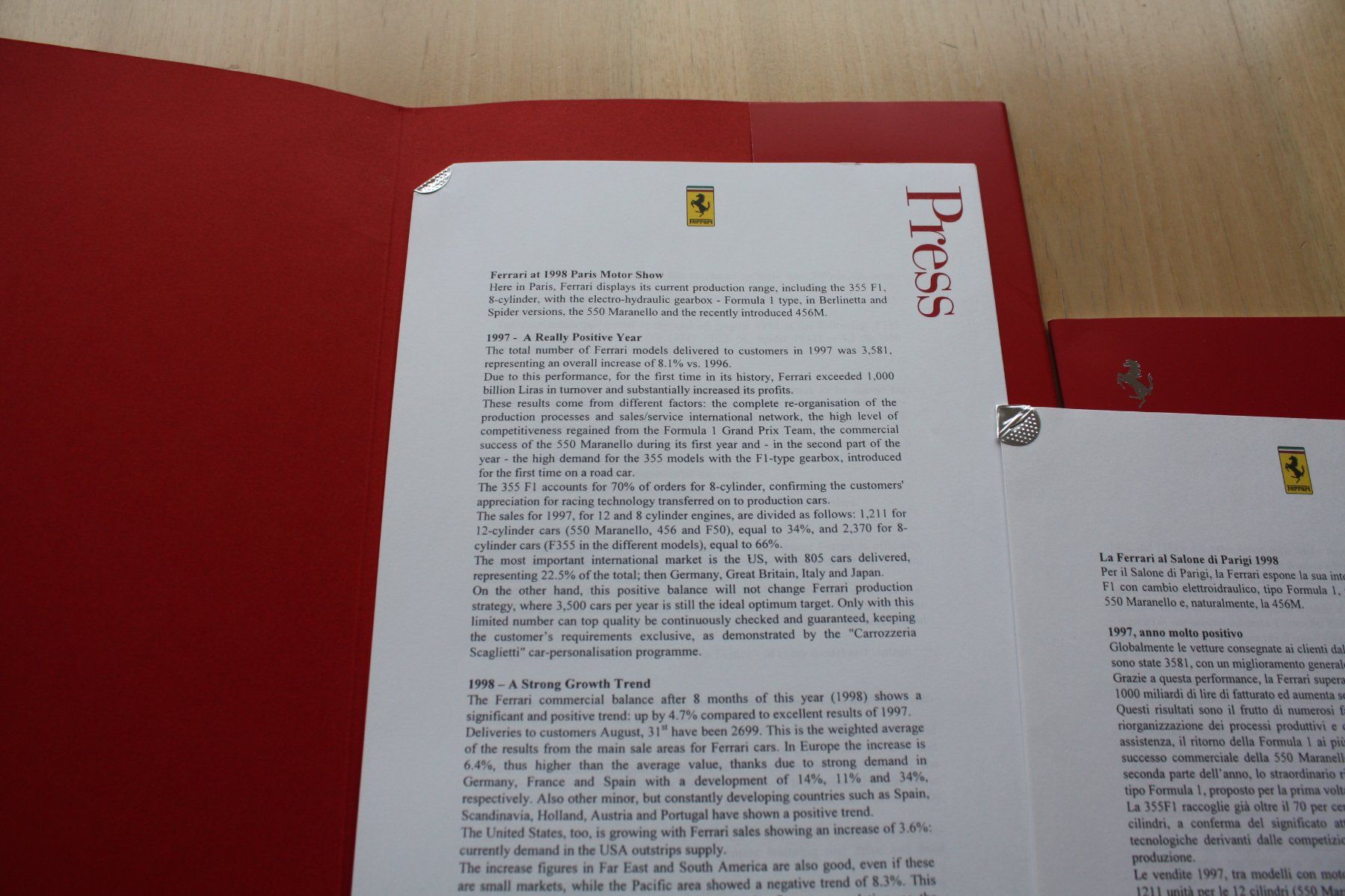 Ferrari Documenti: Ferrari LaFerrari & Pressemappe Paris 1998 – Usato da Wikon venduto da erwin400 3