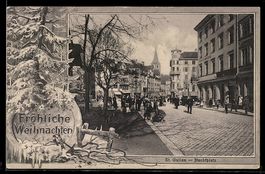 AK St. Gallen, Partie am Hechtplatz mit schneebedecktem Baum