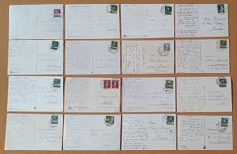 16 Karten mit Bahnpoststempel
