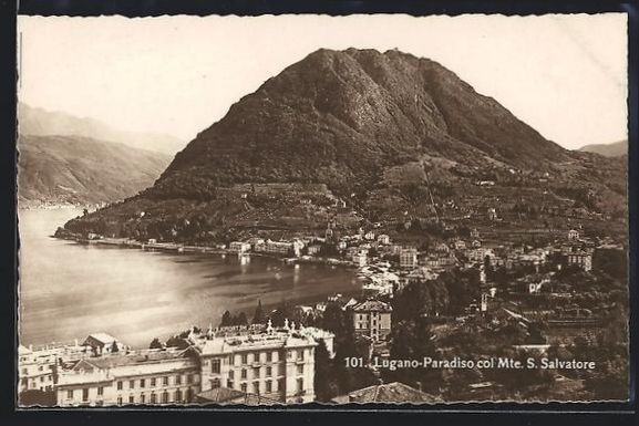 Cartoline postali: Lugano-Paradiso, Panorama col Mte. S. Sa – Usato da Berlin venduto da bartko-reher