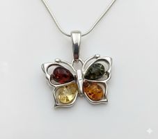 Bernstein Schmetterling Anhänger 925 Silber aus dem Baltikum