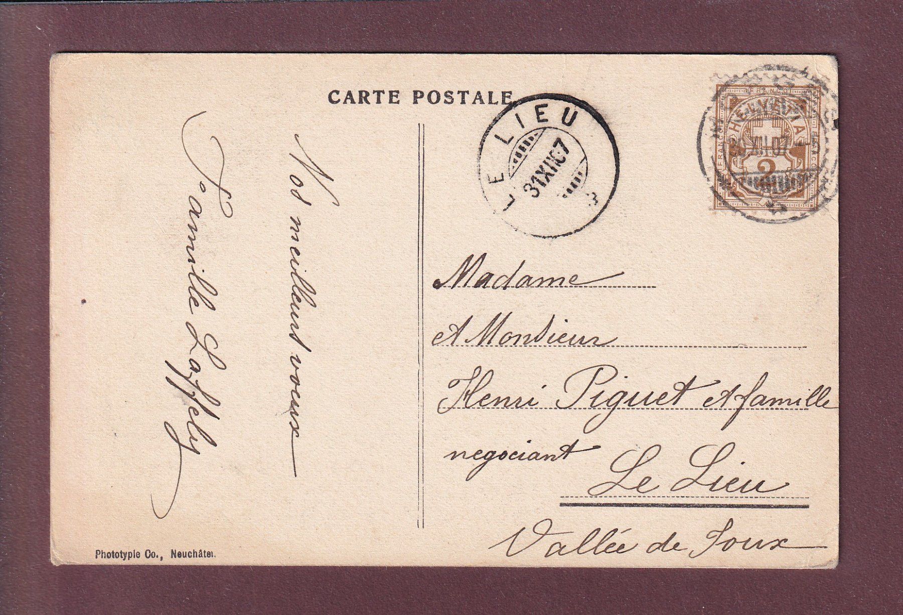 Cartoline postali: BARQUE du LEMAN - Bonne année - 1907 – Usato da Pully venduto da nicecards 1