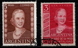 Timbres Eva Peron Argentine vintage, 1952-1954 Obl.