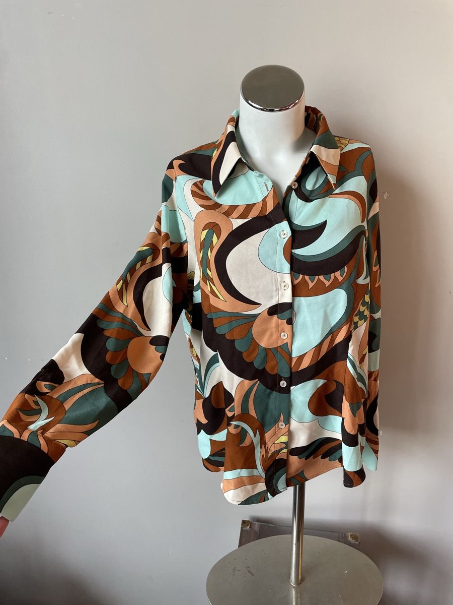 Mango Camicette: Chemise rétro abstrait - Mango - L  – Usato da Troinex venduto da Irisglo 1