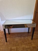 Console miroir avec grand tiroir pieds bois noir