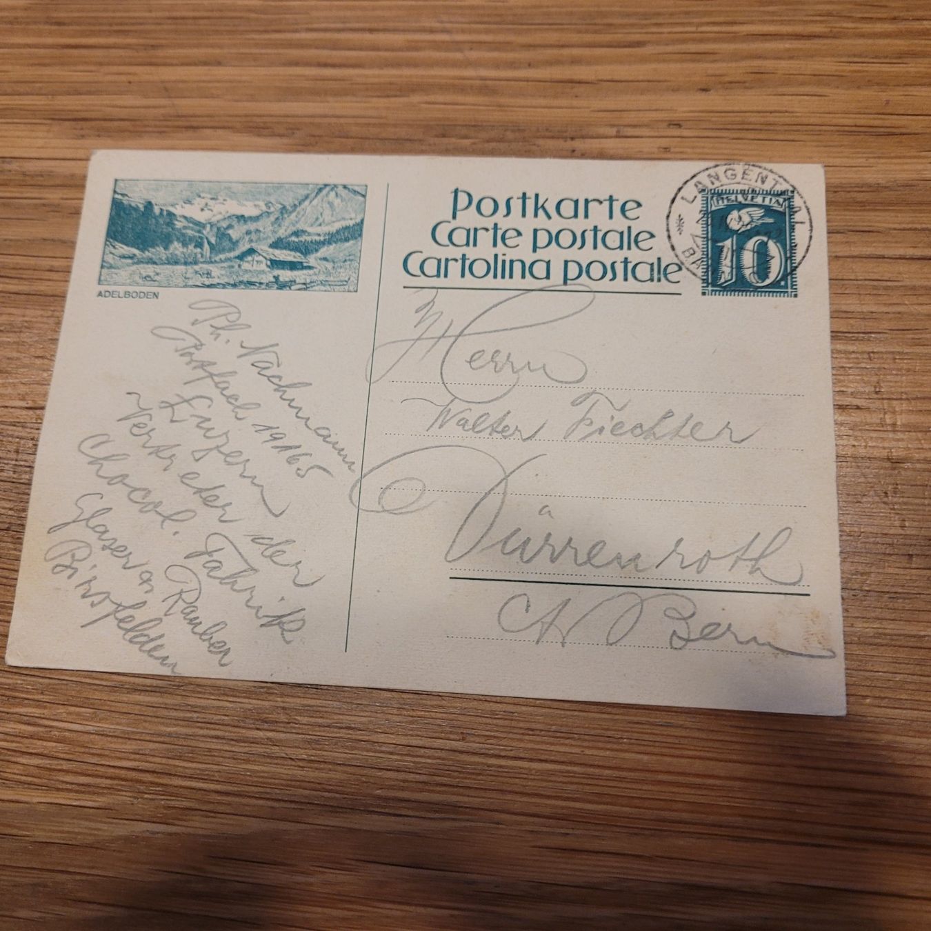 Cartoline postali: GS Adelboden Langenthal 1928 – Usato da Biel/Bienne venduto da Destockweb
