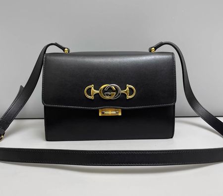 GUCCI BLACK SMOOTH CALFSKIN SMALL ZUMI