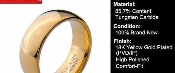 Anelli: Golden Tungsten (Wolfram) Ring, 6 mm – Nuovo (secondo la descrizione) da Arbon venduto da Helmuth 3
