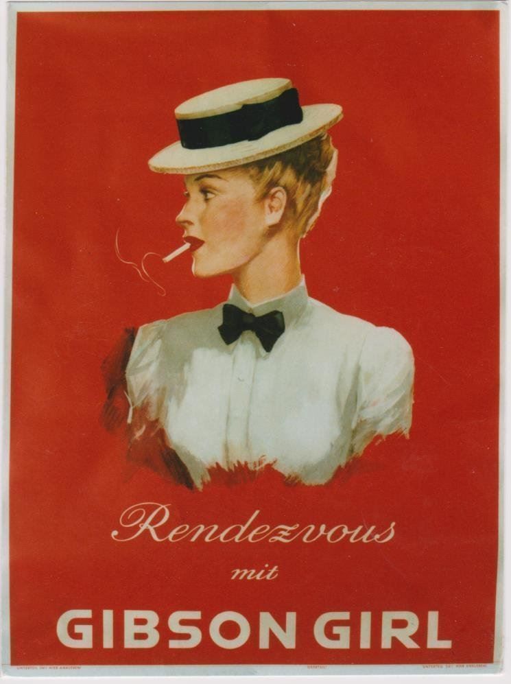 Foto & Immagini: GIBSON GIRL CIGARETTES c.1940 Original Plakat – Usato da Blonay venduto da postercollection