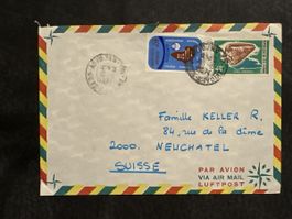 Enveloppe Côte d'Ivoire vers Neuchâtel 1973 oblitérée