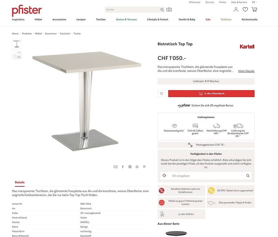 Kartell Tavoli: Kartell Bistrotable NP 1050.- – Usato da Weiach venduto da A.Hatem 3